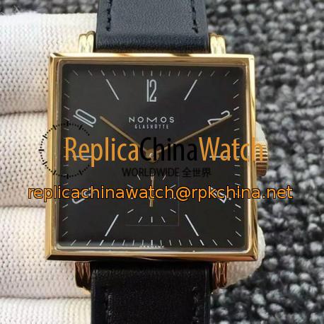 Replica Nomos Tangente Square Yellow Gold Black Dial German Alpha