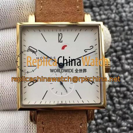 Replica Nomos Tangente Square Yellow Gold White Dial German Alpha