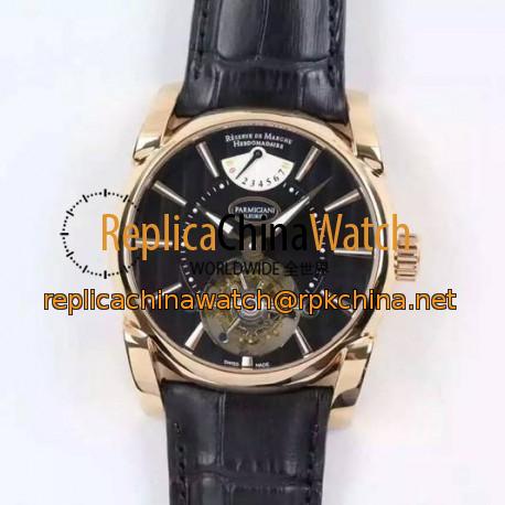 Replica Parmigiani Fleurier Tonda Tourbillon Rose Gold Black Dial Swiss Tourbillon