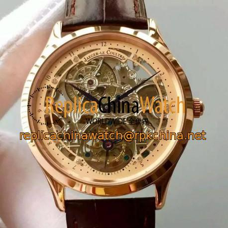 Replica Jaeger-LeCoultre Master Ultra Thin Tourbillon Rose Gold Gold & Skeleton Dial Swiss Tourbillon