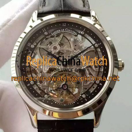 Replica Jaeger-LeCoultre Master Ultra Thin Tourbillon Stainless Steel Black & Skeleton Dial Swiss Tourbillon