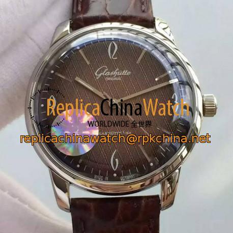 Replica Glashutte Senator Sixties Stainless Steel Brown Dial Swiss Caliber 39-52