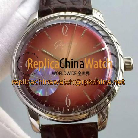 Replica Glashutte Senator Sixties Stainless Steel Red Dial Swiss Caliber 39-52