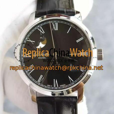 Replica Glashutte Senator Panorama Date Moon Phase Stainless Steel Black Dial Swiss 100-04