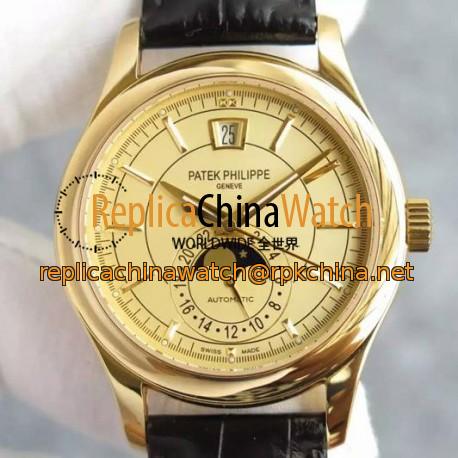 Replica Patek Philippe Annual Calendar 5205 Rose Gold Gold Dial Swiss 324