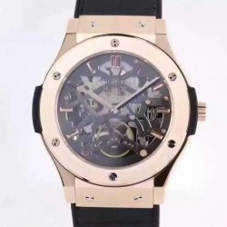 Replica Hublot Classic Fusion Prototype Rose Gold Black Skeleton Dial Swiss Skeleton