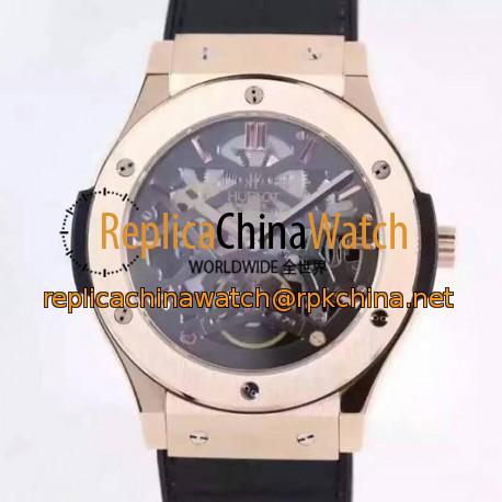 Replica Hublot Classic Fusion Prototype Rose Gold Black Skeleton Dial Swiss Skeleton