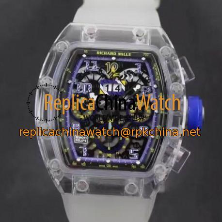 Replica Richard Mille RM011-FM Shappire Blue & Skeleton Dial Swiss 7750