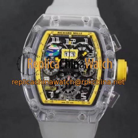 Replica Richard Mille RM011-FM Shappire Yellow & Skeleton Dial Swiss 7750