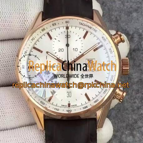 Replica Tag Heuer Carrera Calibre 1887 Rose Gold White Dial Swiss 1887