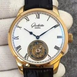 Replica Glashutte Original Senator Excellence Tourbillon Yellow Gold White Dial Swiss Tourbillon