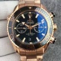 Replica Omega Seamaster Planet Ocean 600M Chronograph Rose Gold Black Dial Swiss 9301