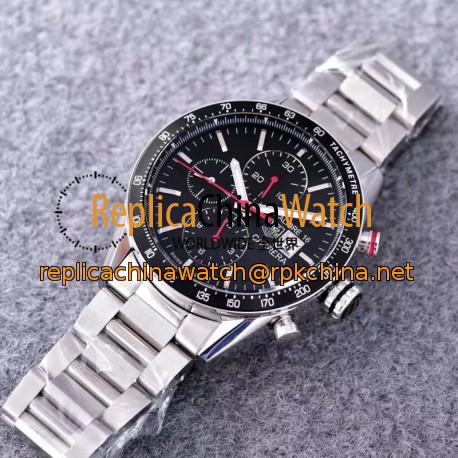 Replica Tag Heuer Carrera Calibre 16 Stainless Steel Black Dial Swiss 7750