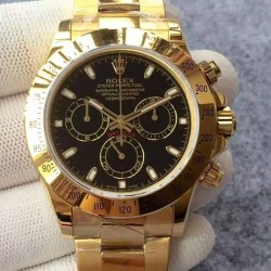 Replica Rolex Daytona Cosmograph 116508 JH Yellow Gold Black Dial Swiss 4130 Run 6@SEC