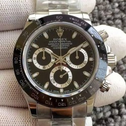 Replica Rolex Daytona Cosmograph 116500LN JH Stainless Steel Black Dial Swiss 4130 Run 6@SEC