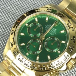 Replica Rolex Daytona Cosmograph 116528 BP Yellow Gold Green Dial Swiss 7750 Run 6@SEC