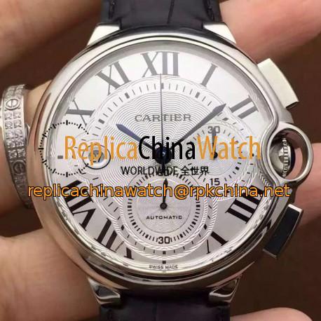 Replica Cartier Ballon Bleu Chronograph SS White Dial Swiss 7750