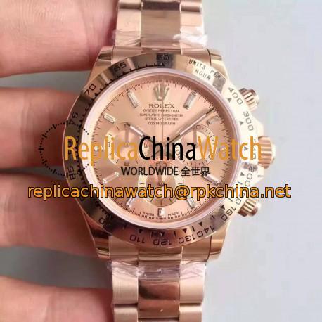 Replica Rolex Daytona Cosmograph 116505 JH Rose Gold Gold & Diamonds Dial Swiss 4130 Run 6@SEC