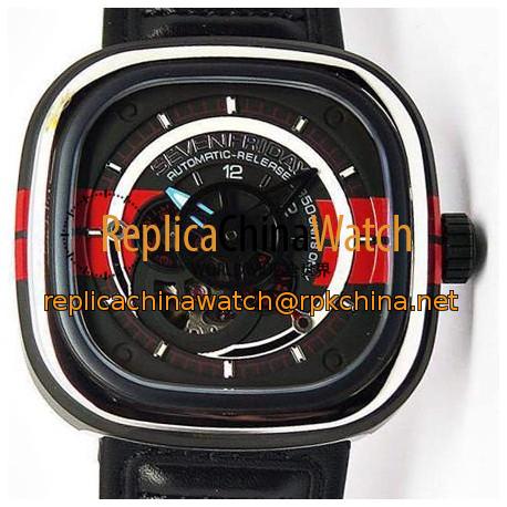 Replica Sevenfriday P3 BB PVD Black & Red Dial Miyota 82S7