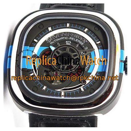 Replica SevenFriday P3 BB PVD Black & Blue Dial Miyota 82S7