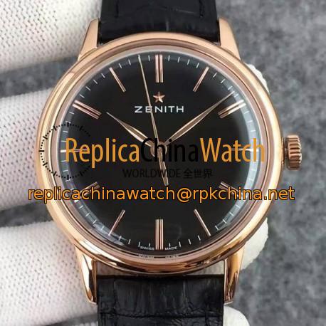 Replica Zenith Elite 6150 18.2270.6150/01.C498 Rose Gold Black Dial Swiss Elite 6150