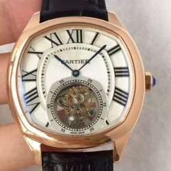 Replica Drive De Cartier Tourbillon W4100013 JF Rose Gold White Dial Swiss Tourbillon 9452MC