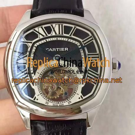 Replica Drive De Cartier Tourbillon W4100013 JF Stainless Steel Black Dial Swiss Tourbillon 9452MC