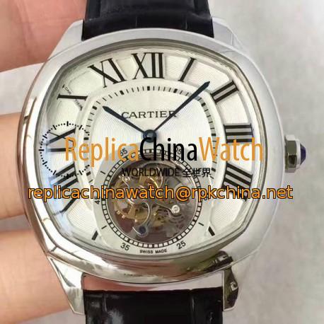 Replica Drive De Cartier Tourbillon W4100013 JF Stainless Steel White Dial Swiss Tourbillon 9452MC