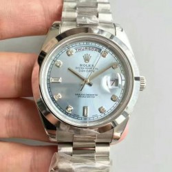 Replica Rolex Day-Date II 218206 41MM V6 Stainless Steel Blue Dial Swiss 2836-2