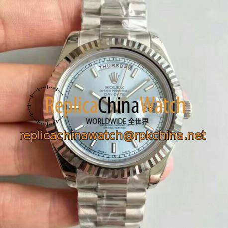 Replica Rolex Day-Date II 218239 41MM V6 Stainless Steel Blue Dial Swiss 2836-2