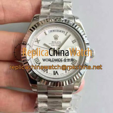 Replica Rolex Day-Date II 218239 41MM V6 Stainless Steel White Dial Swiss 2836-2