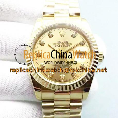 Replica Rolex Datejust 116238 36MM Yellow Gold Champagne Dial Swiss 2836-2