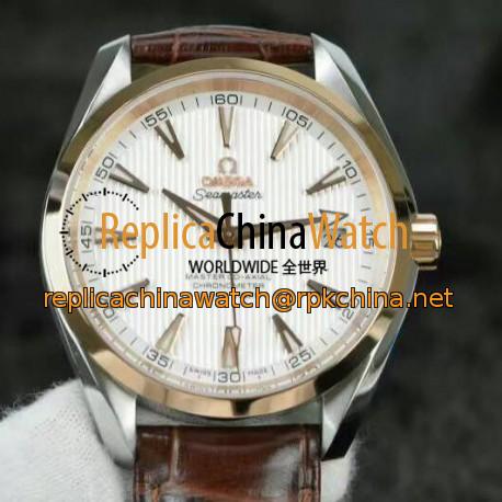 Replica Omega Seamaster Aqua Terra 150M 41MM Rose Gold & Stainless Steel White Dial Swiss 8500