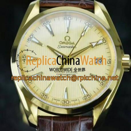 Replica Omega Seamaster Aqua Terra 150M 41MM Yellow Gold Gold Dial Swiss 8501