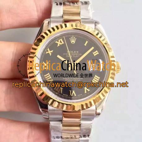 Replica Rolex Datejust 41 126333 41MM NF Stainless Steel & Yellow Gold Black & Roman Dial Swiss 2836-2