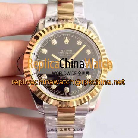 Replica Rolex Datejust 41 126333 41MM NF Stainless Steel & Yellow Gold Black & Diamonds Dial Swiss 2836-2