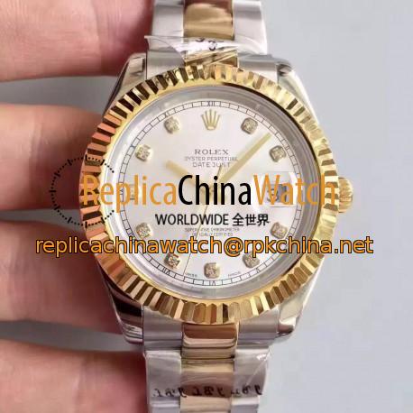 Replica Rolex Datejust 41 126333 41MM NF Stainless Steel & Yellow Gold White & Diamonds Dial Swiss 2836-2