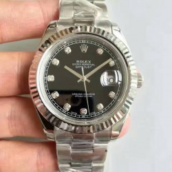 Replica Rolex Datejust II 116334 41MM NF Stainless Steel Black & Diamonds Dial Swiss 2836-2