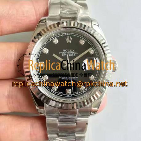 Replica Rolex Datejust II 116334 41MM NF Stainless Steel Black & Diamonds Dial Swiss 2836-2