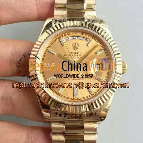 Replica Rolex Day-Date 40 228238 40MM KW Yellow Gold Champagne Dial Swiss 3255