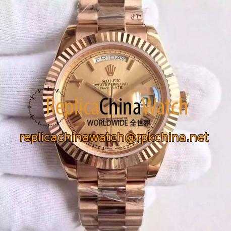 Replica Rolex Day-Date 40 228235 40MM KW Rose Gold Gold Dial Swiss 3255