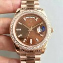 Replica Rolex Day-Date 40 228235 40MM KW Rose Gold & Diamonds Chocolate Dial Swiss 3255