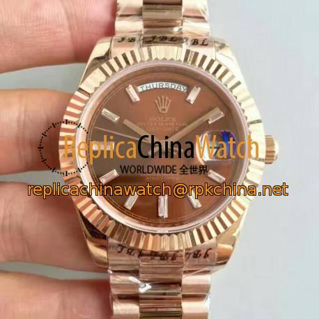 Replica Rolex Day-Date 40 228235 40MM KW Rose Gold Chocolate Dial Swiss 3255