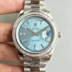 Replica Rolex Day-Date 40 228396TBR 40MM KW Stainless Steel & Diamonds Blue Dial Swiss 3255