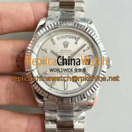 Replica Rolex Day-Date 40 228239 40MM KW Stainless Steel Sundust Dial Swiss 3255