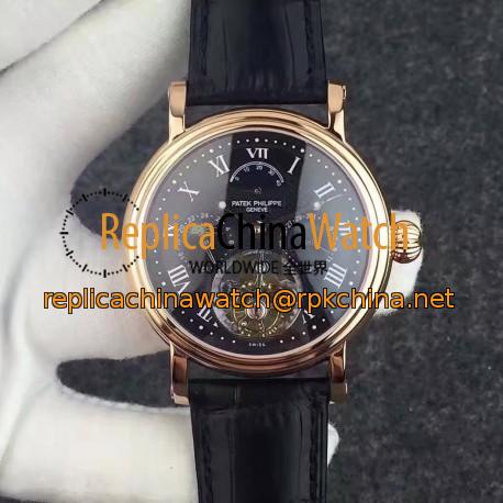 Replica Patek Philippe Grand Complication Tourbillon Rose Gold Black Dial Swiss Tourbillon