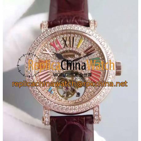 Replica Franck Muller Color Dreams Tourbillon Imperial Rose Gold & Diamonds Diamonds Dial Swiss Tourbillon