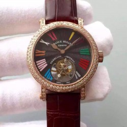 Replica Franck Muller Color Dreams Tourbillon Imperial Rose Gold & Diamonds Anthracite Dial Swiss Tourbillon