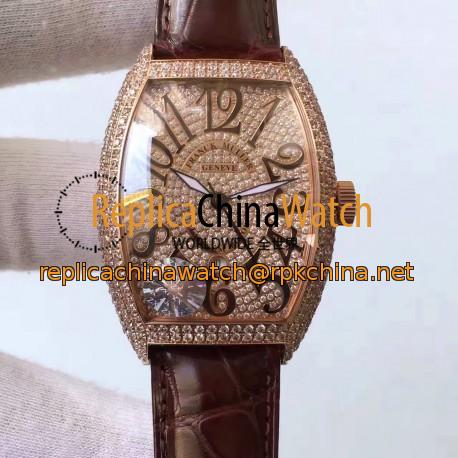 Replica Franck Muller FM 5850 SC D CD 5N Rose Gold & Diamonds Diamonds Dial Swiss 2824-2