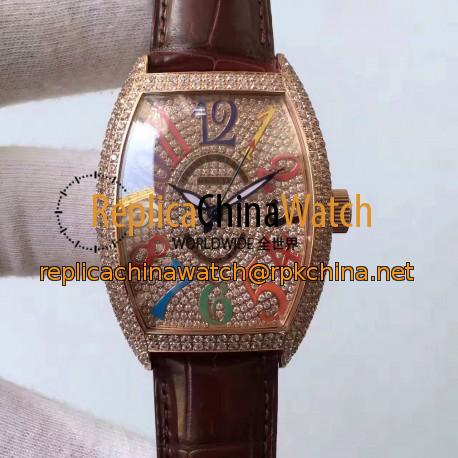 Replica Franck Muller Color Dreams FM 5850 SC D CD 5N Rose Gold & Diamonds Diamonds Dial Swiss 2824-2